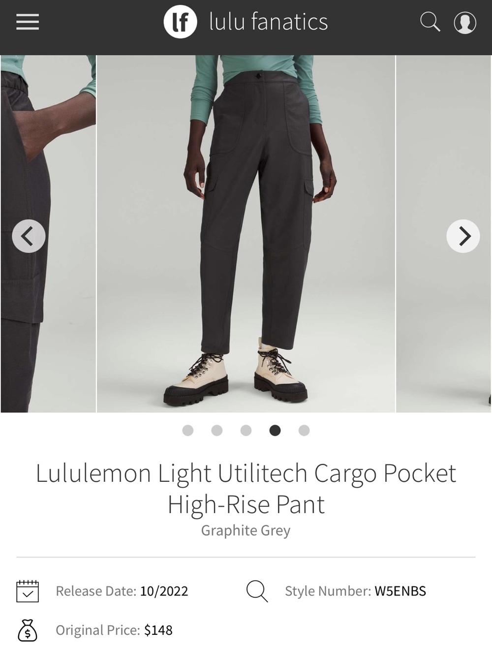 lululemon athletica Graphite Grey Cargo Pants with Utility Pockets
